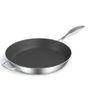 Nneags Stainless Steel Fry Pan 34cm Frying Pan Induction FryPan Non Stick Interior