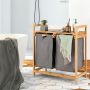 Costway 2-Section Bamboo Laundry Hamper with Dual Compartments for Bathroom JV10141NA