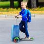 Costway2-IN-1 Skateboard Luggage with 3 Color Lighted Wheels for Kids-Blue TS10055BL
