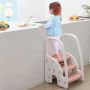 CostwayThree-Step Stool with Safety Handles and Non-slip Pedals for Toddlers-Pink BR10001PI