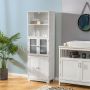 Costway163cm Freestanding Bathroom Cabinet with 2 Compartments & Adjustable Shelves JV10642WH
