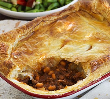 Rustic Mince, Beans 'n Cheese Pie