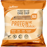Justine's Box Of 12 X 64g Peanut Butter Choc Chip Keto Friendly Protein Cookies