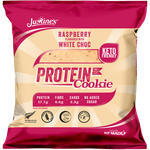 Justine's Box Of 12 X 64g Raspberry White Choc Keto Friendly Protein Cookies