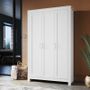 Elegant Showers 180cm Simple Design Wooden Storage Cabinet Large Grey Wardrobe with 3 Doors White