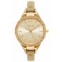 SO&CO New York Women's Soho Genuine Leather Strap With Metal Inserts Watch with FREE Gift - Cream