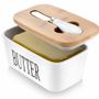 Butter Dish with Lid for Countertop Large Butter Dish Ceramics Butter Keeper Container Silicone Sealing Butter Dishes with