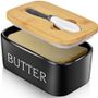 Butter Dish with Lid for Countertop Large Butter Dish Ceramics Butter Keeper Container Silicone Sealing Butter Dishes with