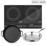 SOGA Dual Burners Cooktop Stove, 30cm Cast Iron Frying Pan Skillet and 28cm Induction Fry Pan