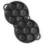 SOGA 2X 31.5cm Cast Iron Takoyaki Fry Pan Octopus Balls Maker 7 Hole Cavities Grill Mold
