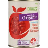 Macro Organic Tomatoes Diced Italian No Added Salt can 400g