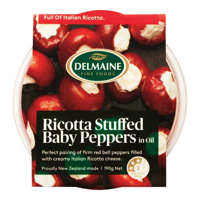 Instore Deli Delmaine Peppers Baby Filled With Ricotta Oil 190g