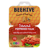 Beehive Ham Shaved Peppered 97% Fat Free prepacked 2 x 50g