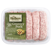 Hellers Free Farmed Sausages Country Pork 6pk