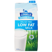 Liddells Low Fat Lactose Free Milk 1l