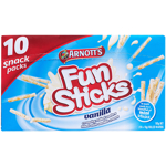 Arnotts Fun Sticks Vanilla Wafers Snack Packs 10pk