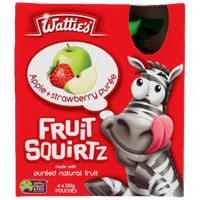 Wattie's Fruit Squirtz Apple Strawberry Puree 4pk