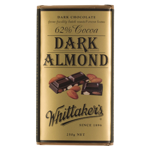 Whittakers Dark Almond 62% Cocoa Dark 250g
