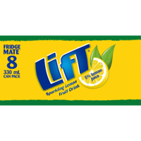 Lift Sparkling Lemon Fruit Drink Cans 8pk