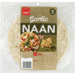 Pams Naan Garlic Flat Breads Indian Style 5pk