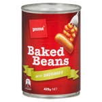 Pams Baked Beans With Sausages 425g