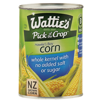 Wattie's Corn Whole Kernel With No Added Salt Or Sugar 410g