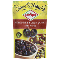Crespo Pitted Dry Black Olives With Herbs 70g