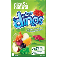Nice & Natural Fruit Dinos Orange  Raspberry  Blackcurrant & Lime Fruit Snack 8pk