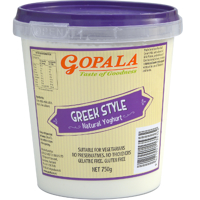 Gopala Greek Style Natural Yoghurt 750g