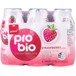 Pams Strawberry Pro Bio Cultured Dairy Drink 6pk