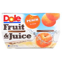 Dole Fruit & Juice Peach In Juice 4pk