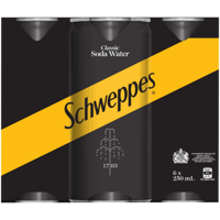 Schweppes Classic Soda Water Cans 6pk