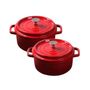 SOGA 2X Cast Iron 22Cm Enamel Porcelain Casserole Stewpot With Lid