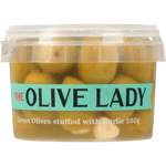 The Olive Lady Green Olives Stuffed With Garlic 280g