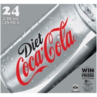 Coca Cola Diet Soft Drink Cans 24pk