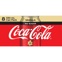 Coca-Cola Vanilla No Sugar Soft Drink Cans 8pk
