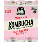 Lo Bros Raspberry & Lemon Kombucha 4pk