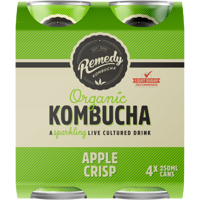 Remedy Apple Crisp Organic Kombucha 4 x 250ml