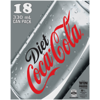 Coca Cola Diet Soft Drink Cans 18pk