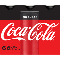 Coca-Cola No Sugar Soft Drink Mini Cans
