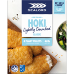 Sealord New Zealand Hoki Classic Lightly Crumbed Flaky Fish Fillets 420g