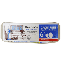 Benniks Cage Free Size 6 Eggs 12ea