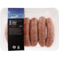 Harmony Free-Range Pork & Apple Sausages 480g