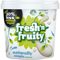 Fresh N Fruity Yoghurt Tub Natural 40% Less Added Sugar 1kg