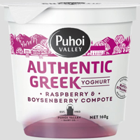 Puhoi Valley Authentic Greek Yoghurt Single Raspberry & Boysenberry 160g