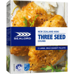 Sealord Premium Fish Fillets Nz Hoki 3 Seed Crumb 300g 2pk