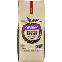 Macro Organic Dark Coffee Beans 1kg