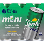 Sprite Zero Cans 250ml 6 Pack