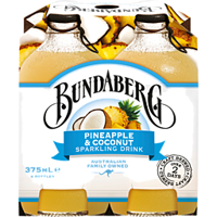 Bundaberg Sparkling Drink Pineapple Coconut 4 Pack