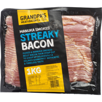 Grandpa's Manuka Smoked Streaky Bacon 1kg